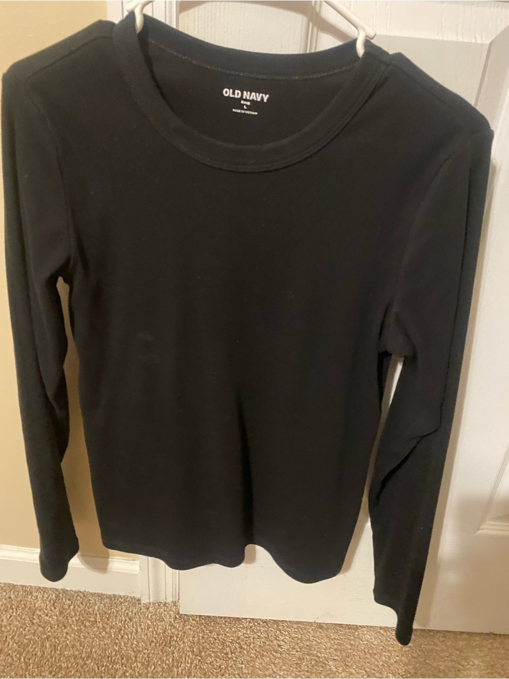Old Navy Black Womens Long Sleeve Ribbed Crew Top